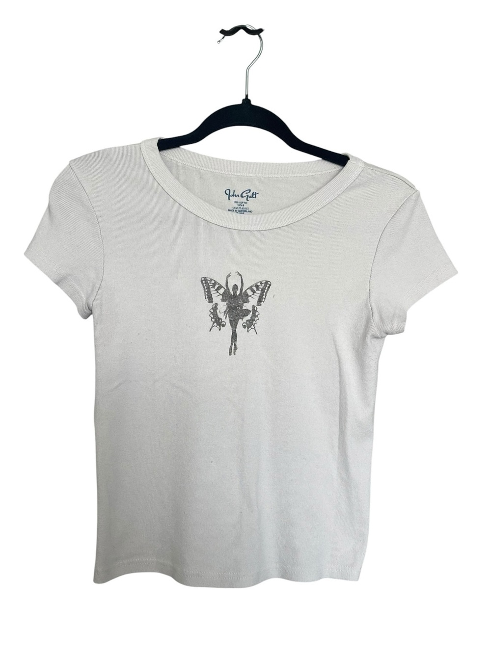 Brandy Melville White Short Sleeve Butterfly Tee